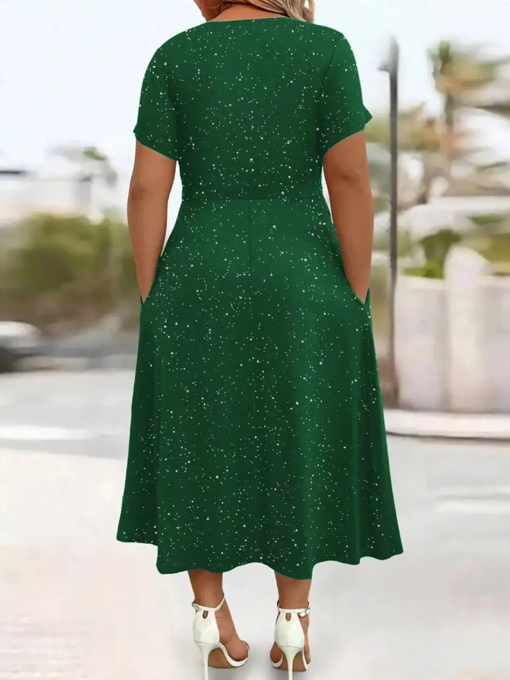 Glitter Flutter Sleeve Midi Dress