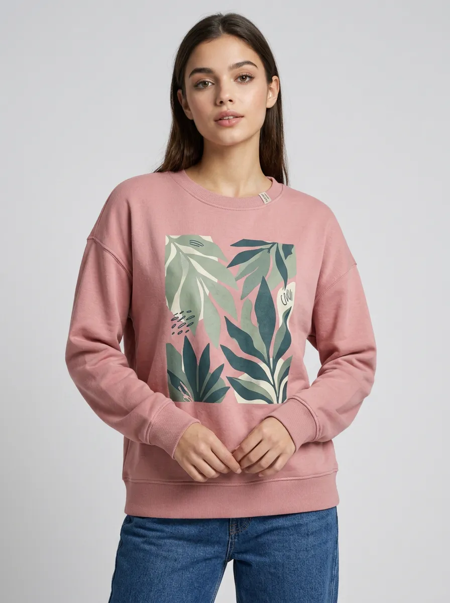 Women's Botanical Nature Lover Tropical Leaves Printed Sweatshirt