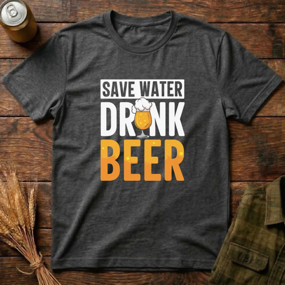 Save Water Drink Beer Graphic Cotton T-Shirt