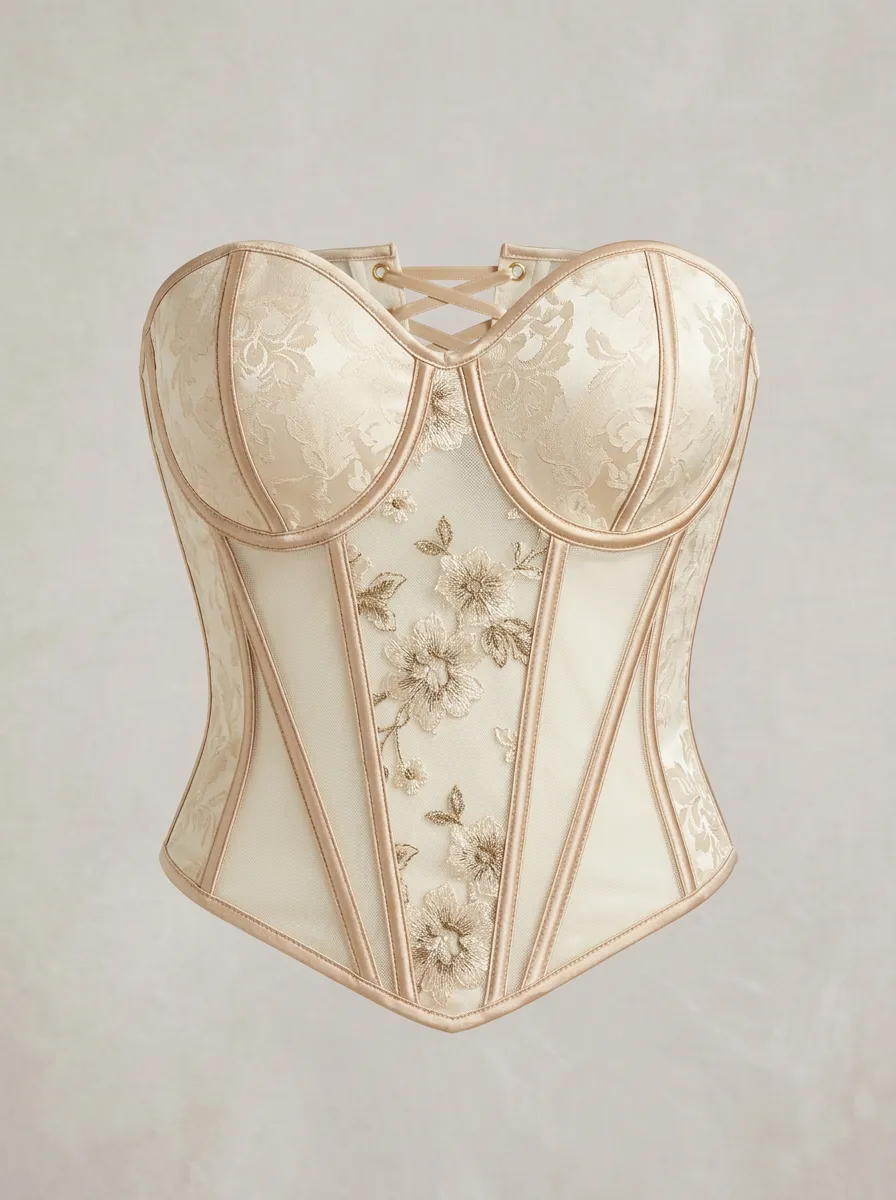 Lace-Up Lace-Trim Women's Corset Top