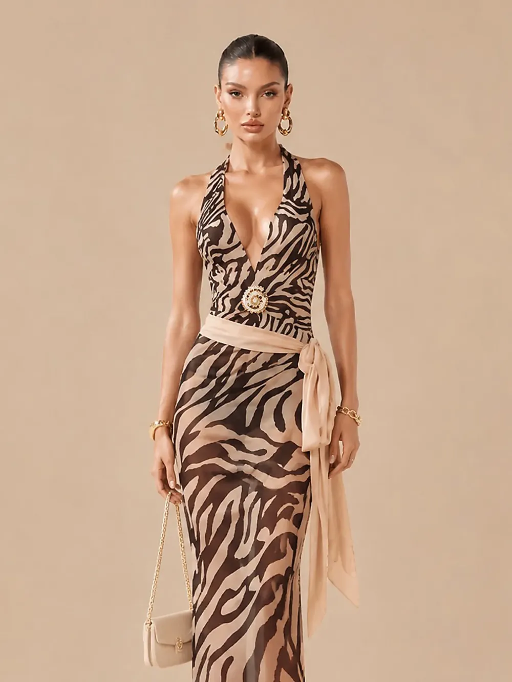 Grace Zebra-print Swimsuit Set