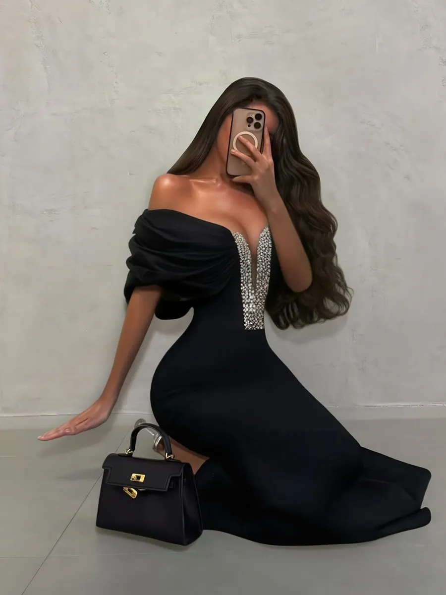 Oceane Diamond-Encrusted Bandage Maxi Dress