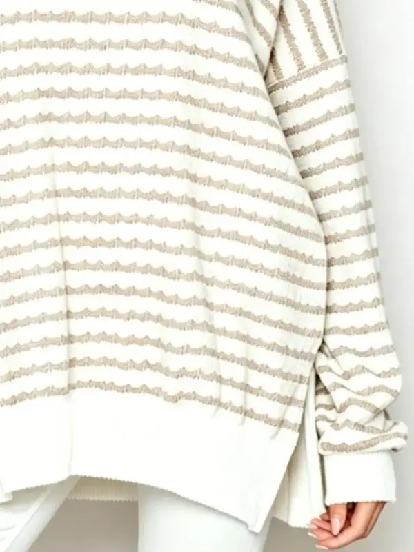 Crew Neck Striped Oversized Sweatshirt