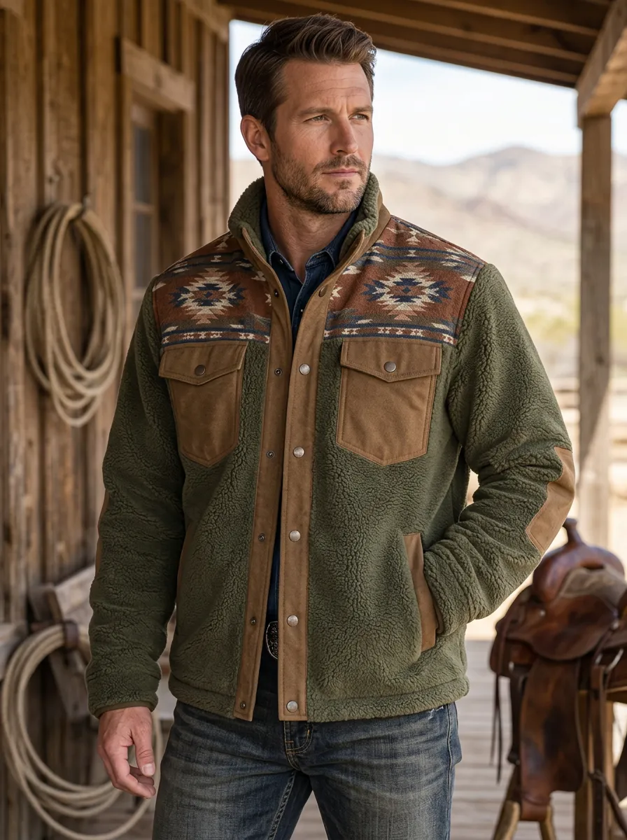 Prairie Ridge Aztec Design Men's Western Fleece Jacket
