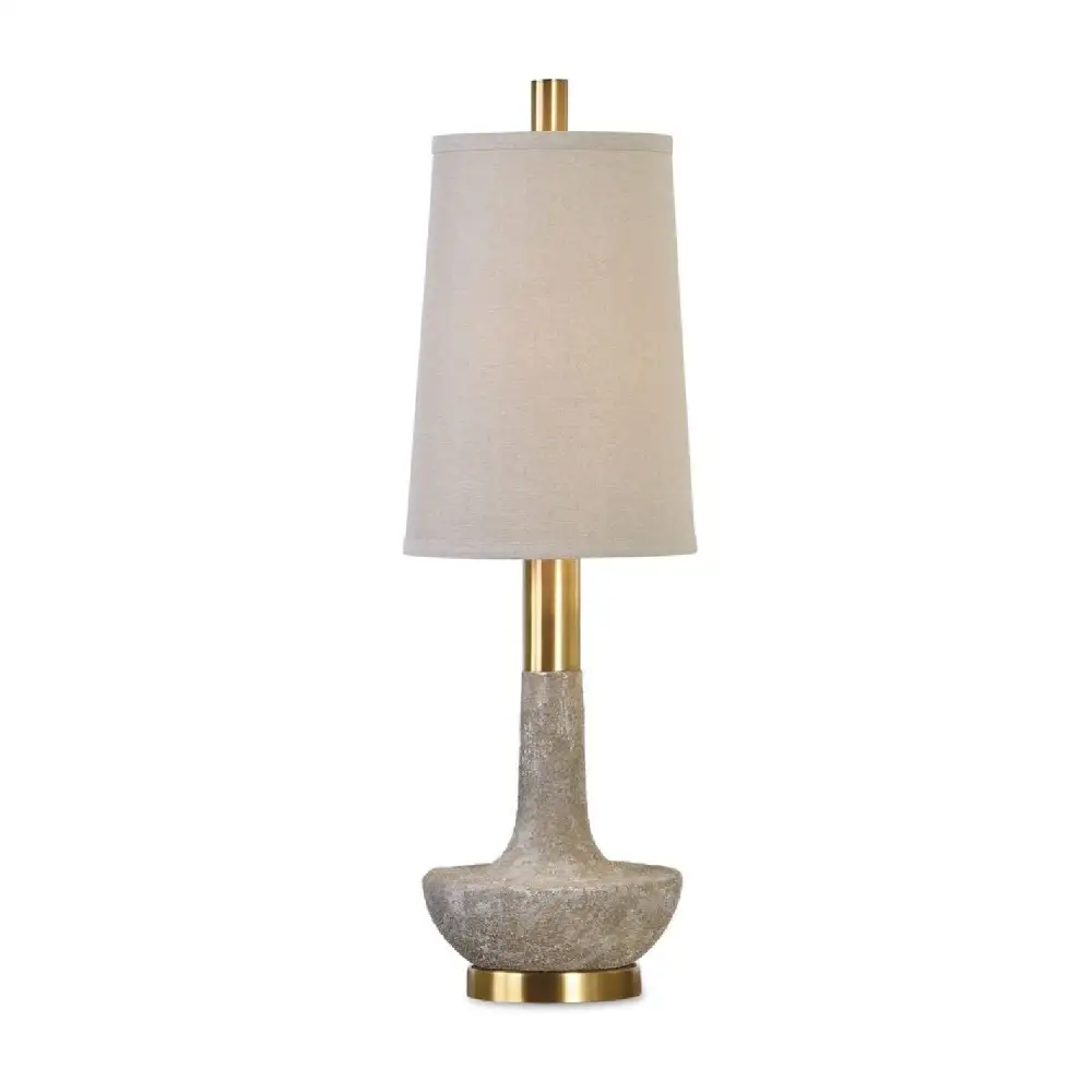 Textured Tapered Metal Brass Linen Table Lamp