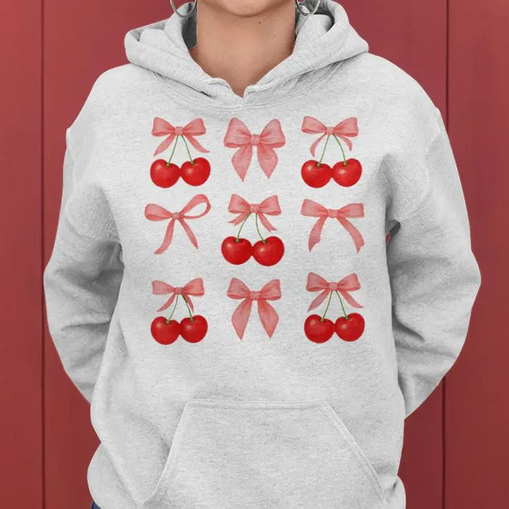 Bow Aesthetic Red Cherry Women Hoodie
