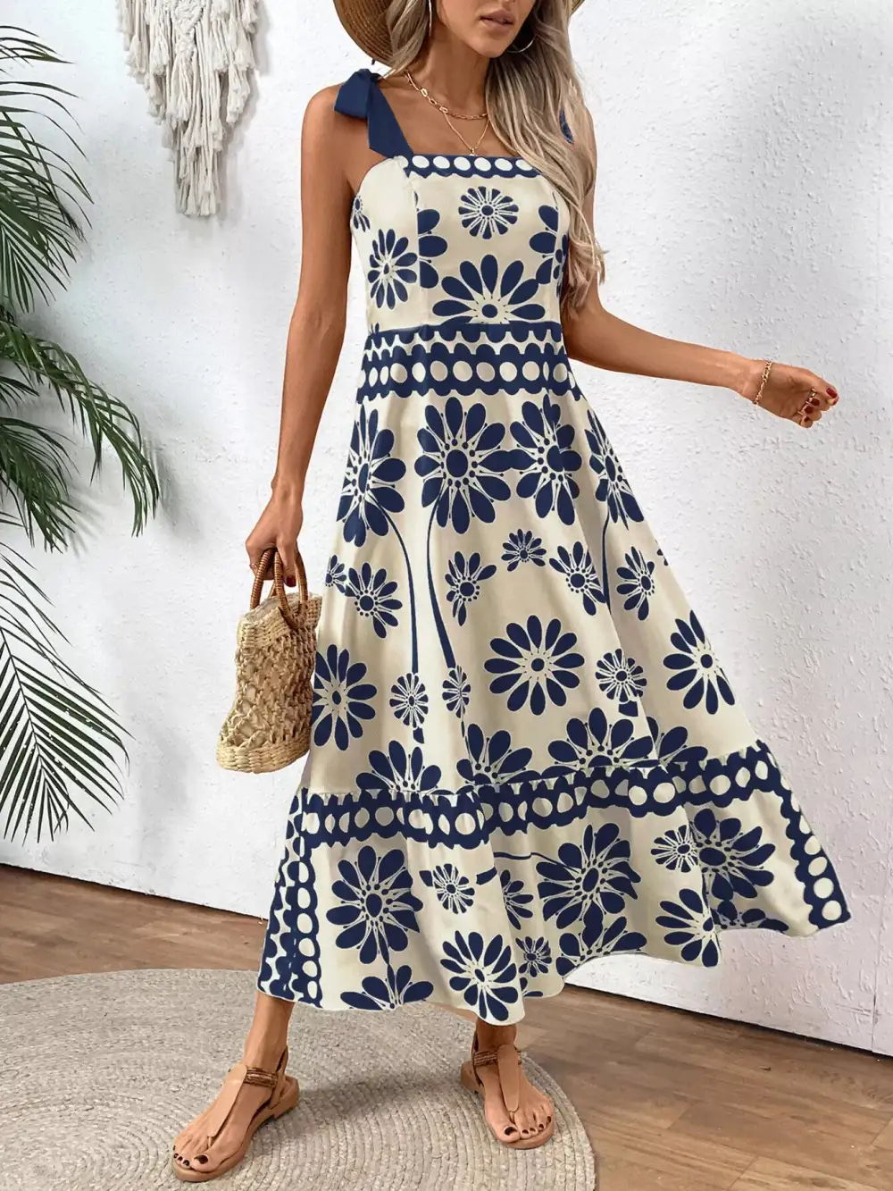 Tie-Shoulder Midi Dress