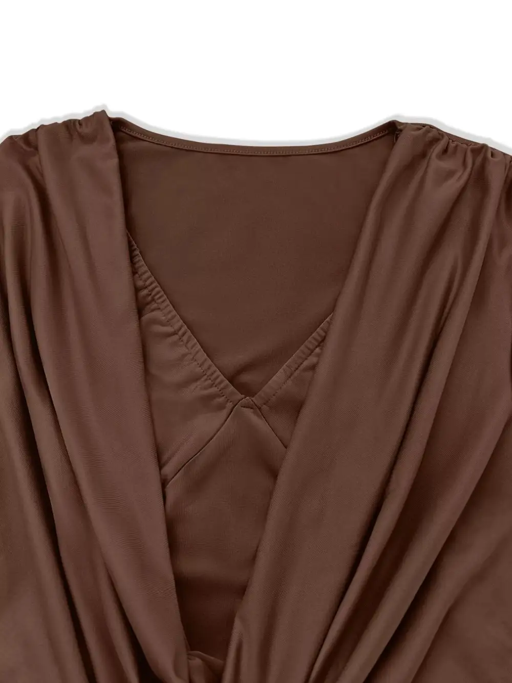 Lightweight Feel V Neck Long Sleeve Mini Dress