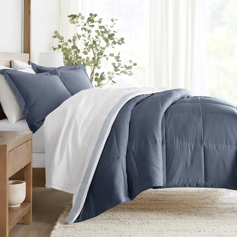 Stitched Stripe Reversible Down Alternative Comforter Set