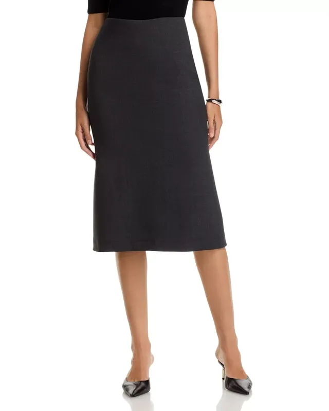 Wool Blend Scuba Knit Crepe Skirt
