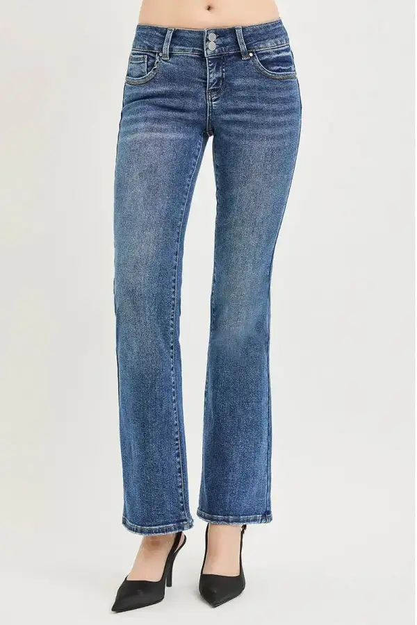 Tummy Control Low Rise Bootcut Pocketed Denim Jeans