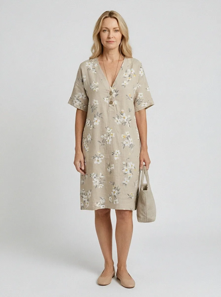 Women's Summer Vacation Floral Embroidered Printed Shirt Dress