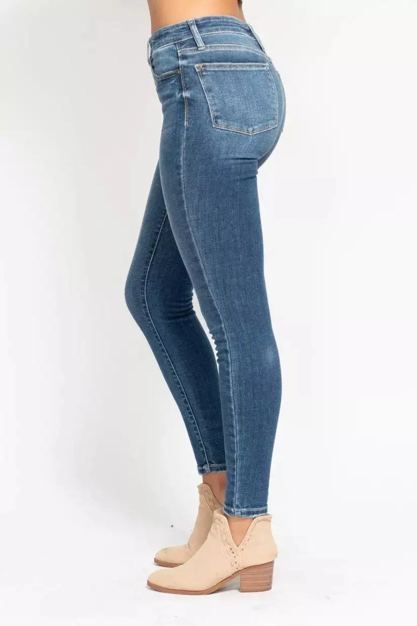 Full Size High Rise Button Fly Skinny Jeans Plus Size