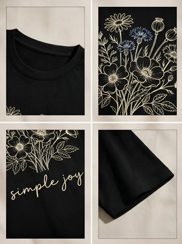 Women's Simple Joy Floral Bouquet Printed T-shirt