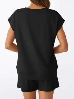Relaxed Drawstring Pocketed Shirt and Shorts Matching Set