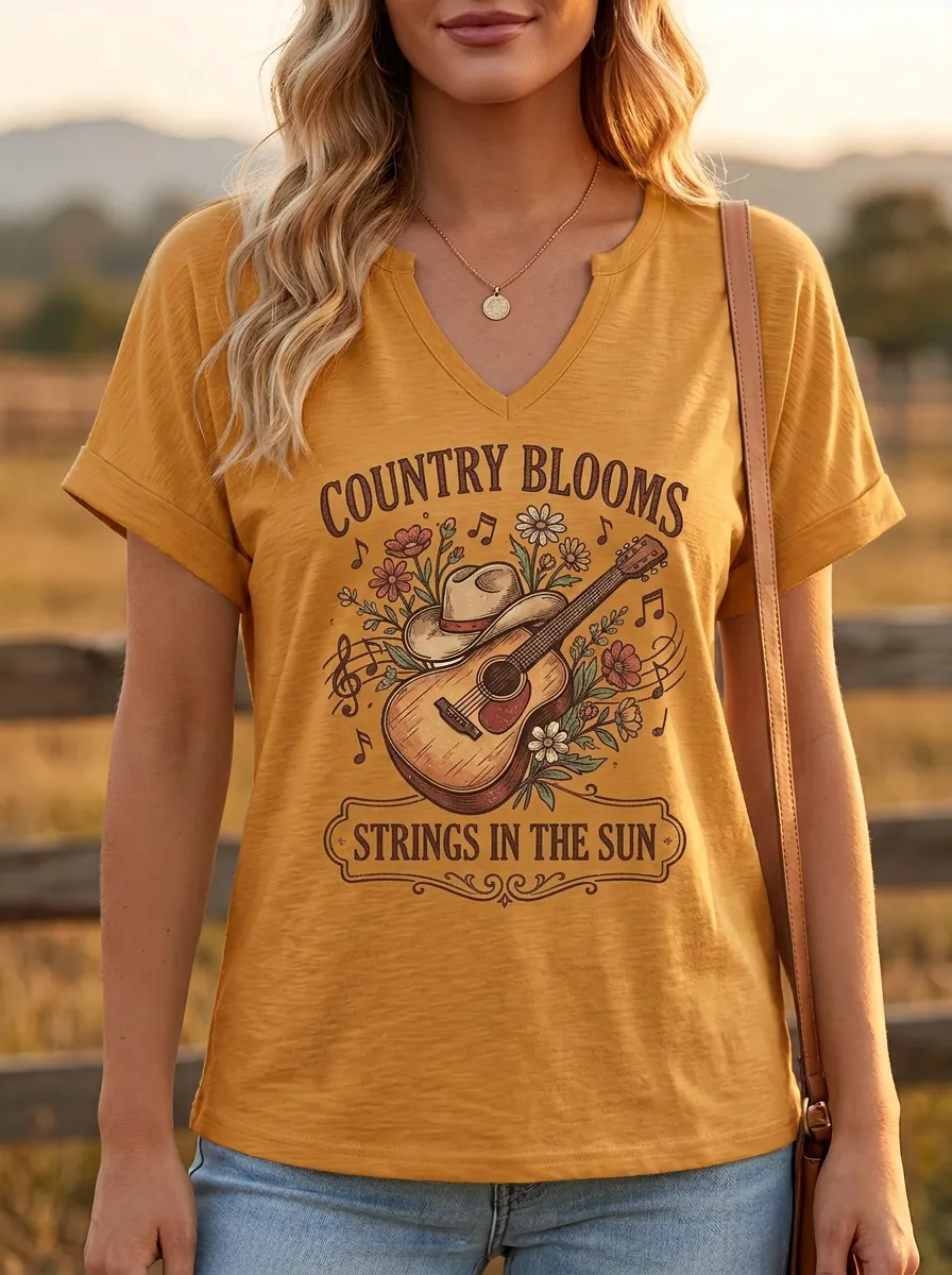 Country-Road Guitar Custom Country Music V-Neck T-Shirt