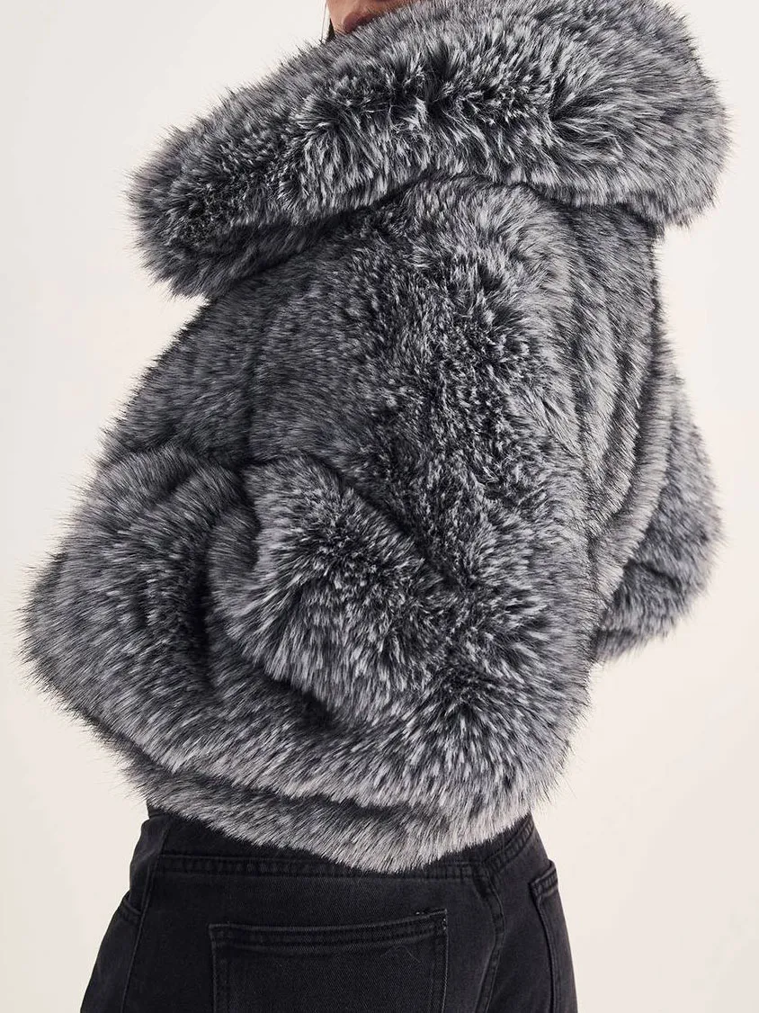 Women's Vintage Fuzzy Textured Cropped Jacket