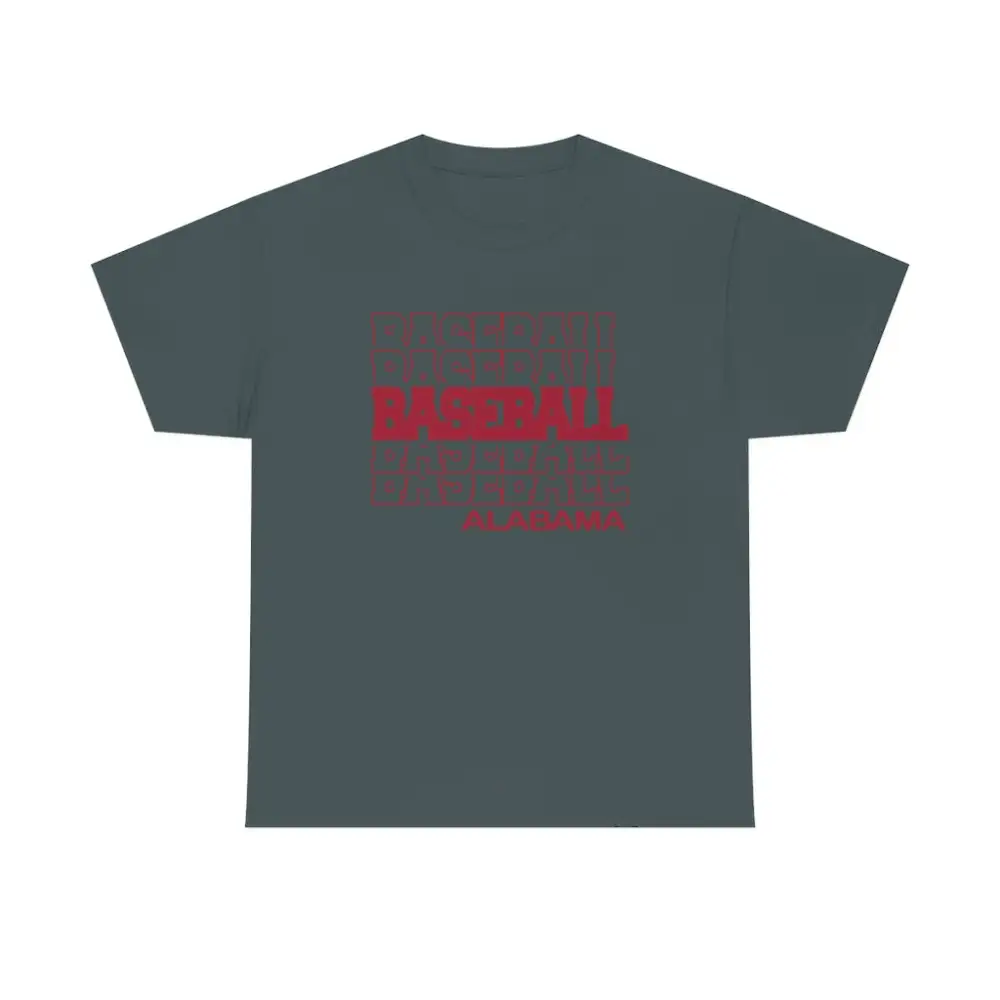 Baseball Alabama in Modern Stacked Lettering T-Shirt