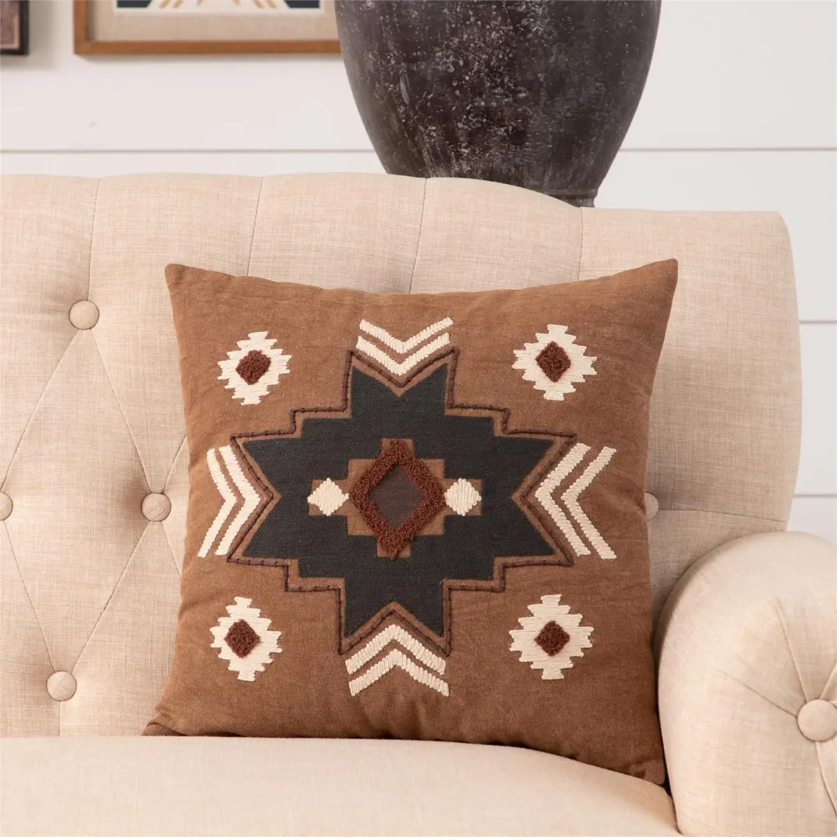 Rustic Textured Decorative Accent Pillow