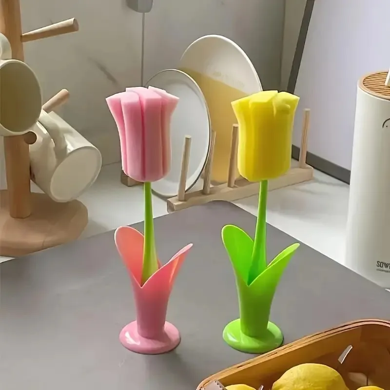 Tulip-Style Plastic Long-Handled Cup Brush