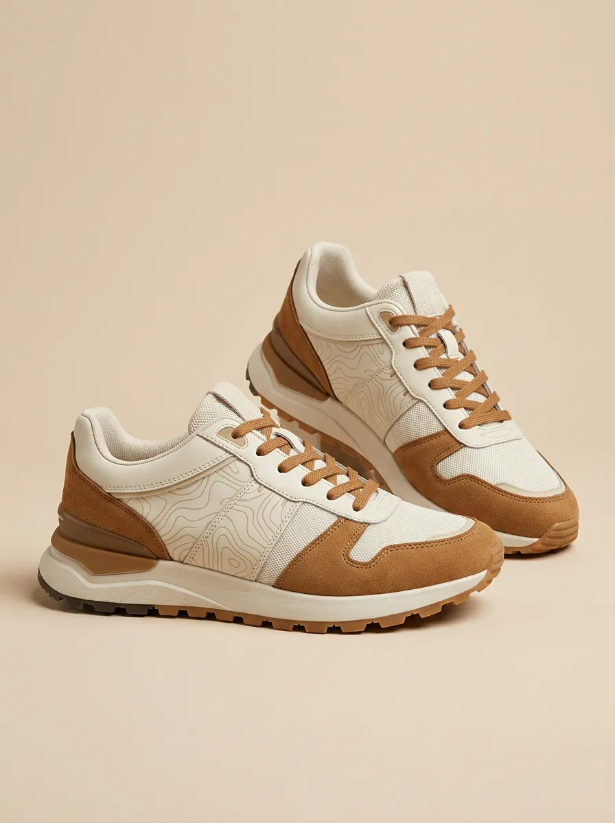 Unisex Versatile Outdoor Enthusiast Topographic Map Print Sneakers