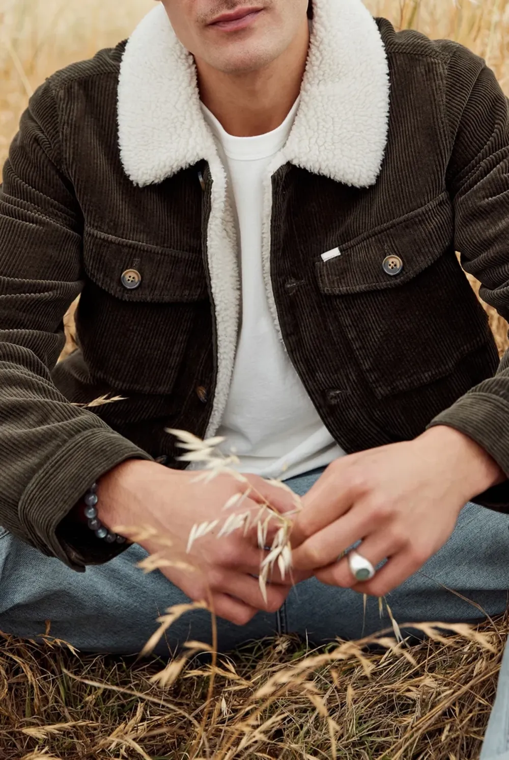 Fleece Lined Corduroy Button Up Jacket