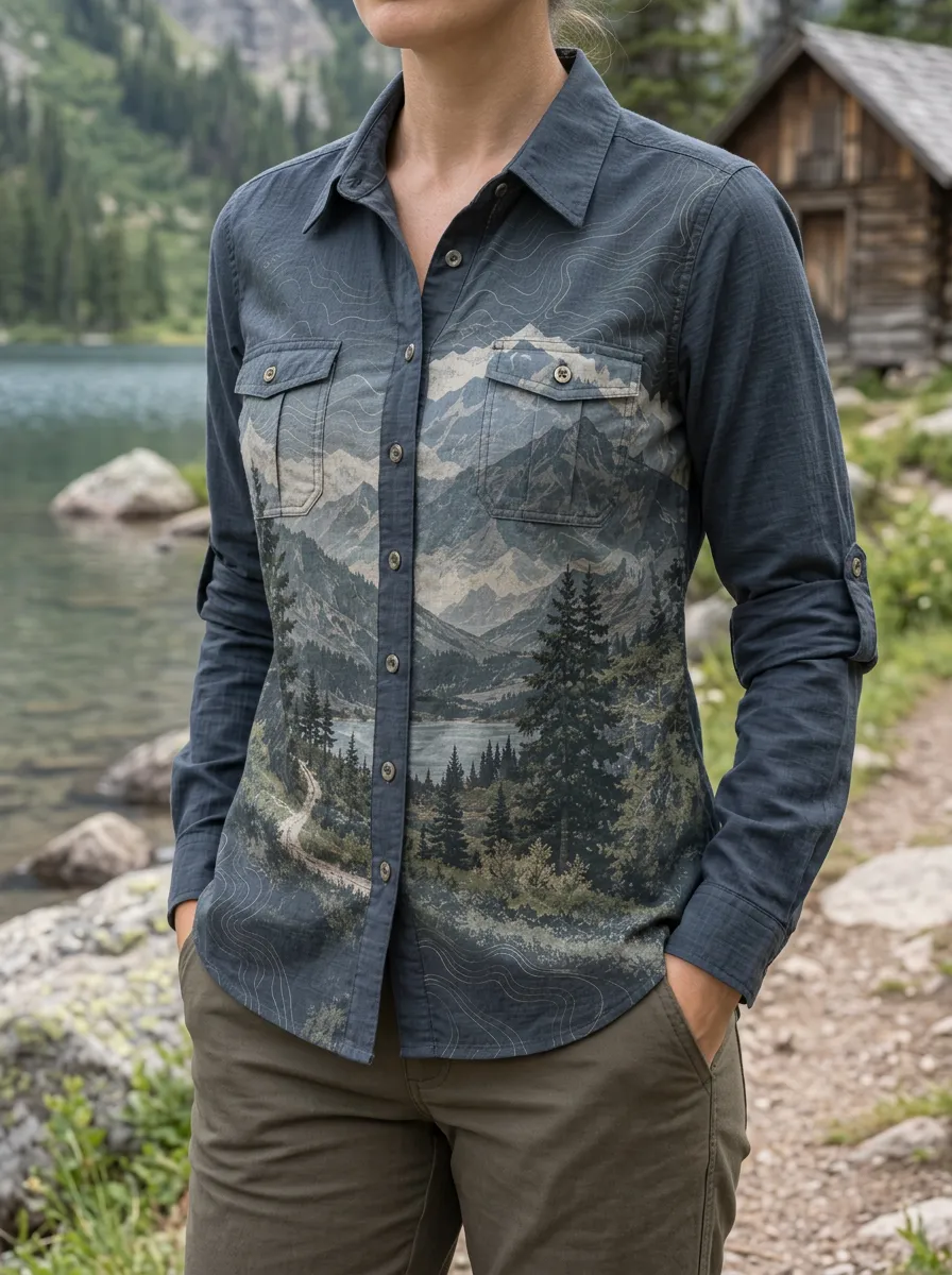 Women's Trail Hiking Nature Lover Mountain Forest Shirt