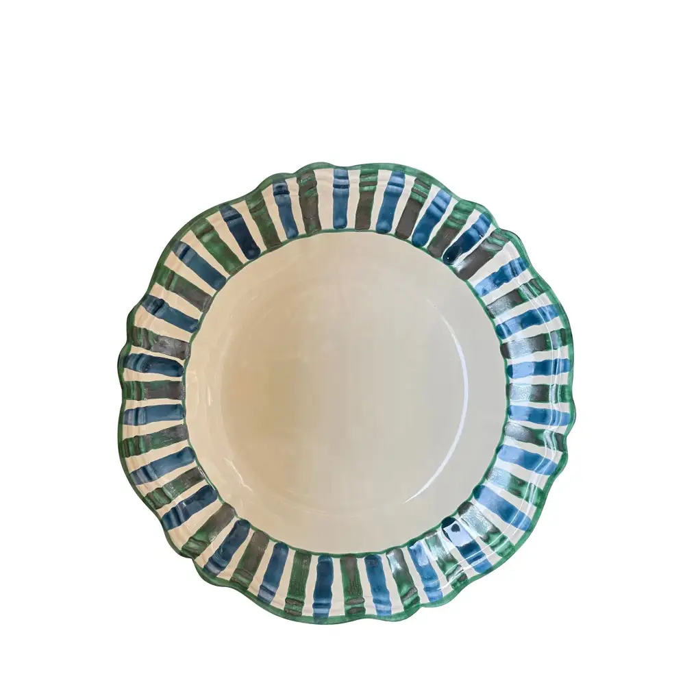 Striped Parasol-Inspired Ceramic Pasta Bowl