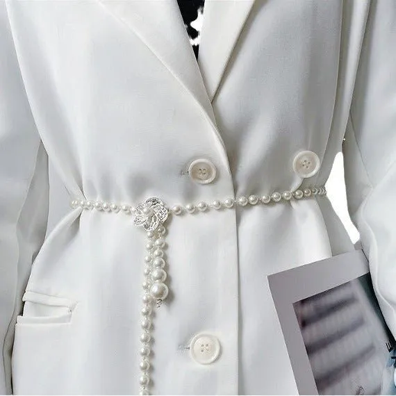 Polished Pearl Cascade Waist Belt
