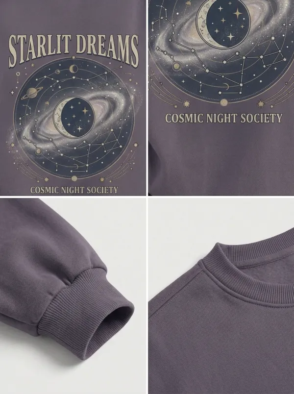 Women's Starlit Dreams Celestial Galaxy Printed T-shirt