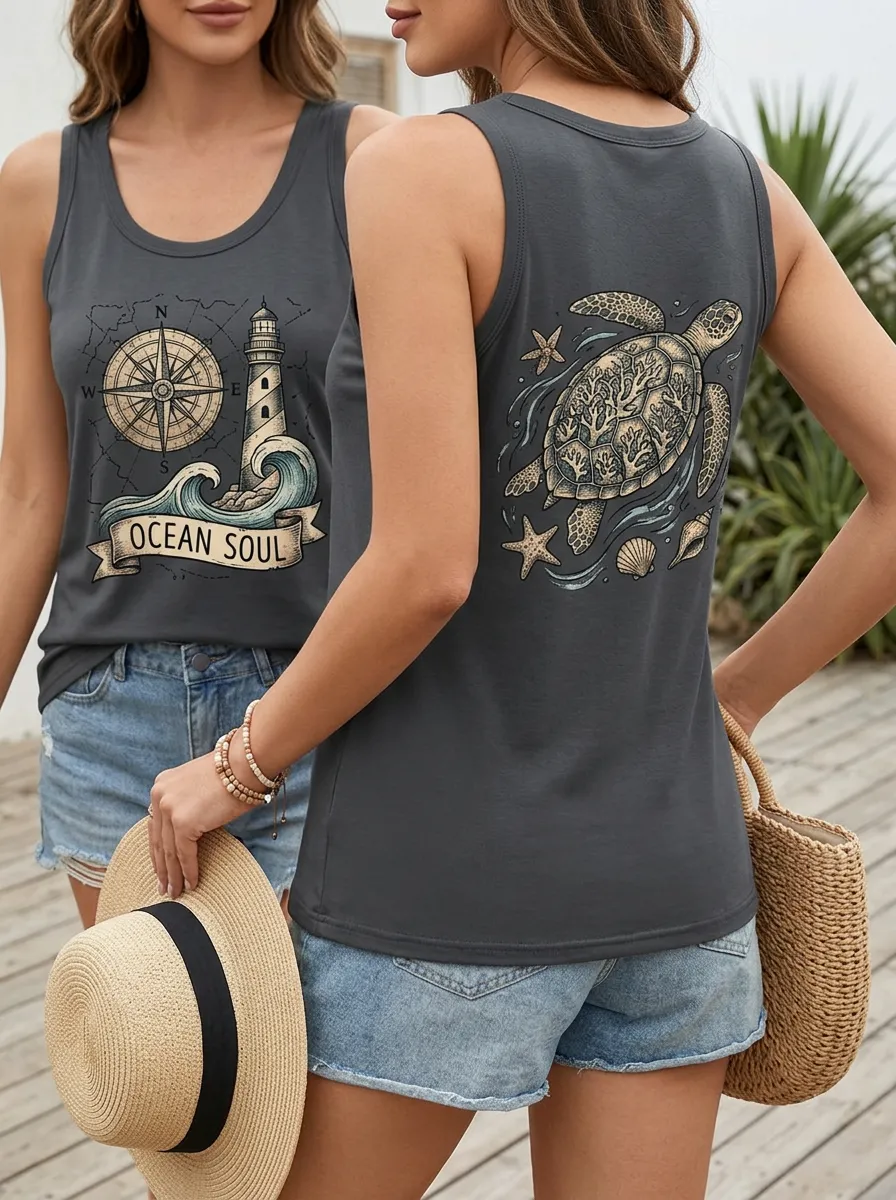 Ocean Soul Lighthouse Tank Top