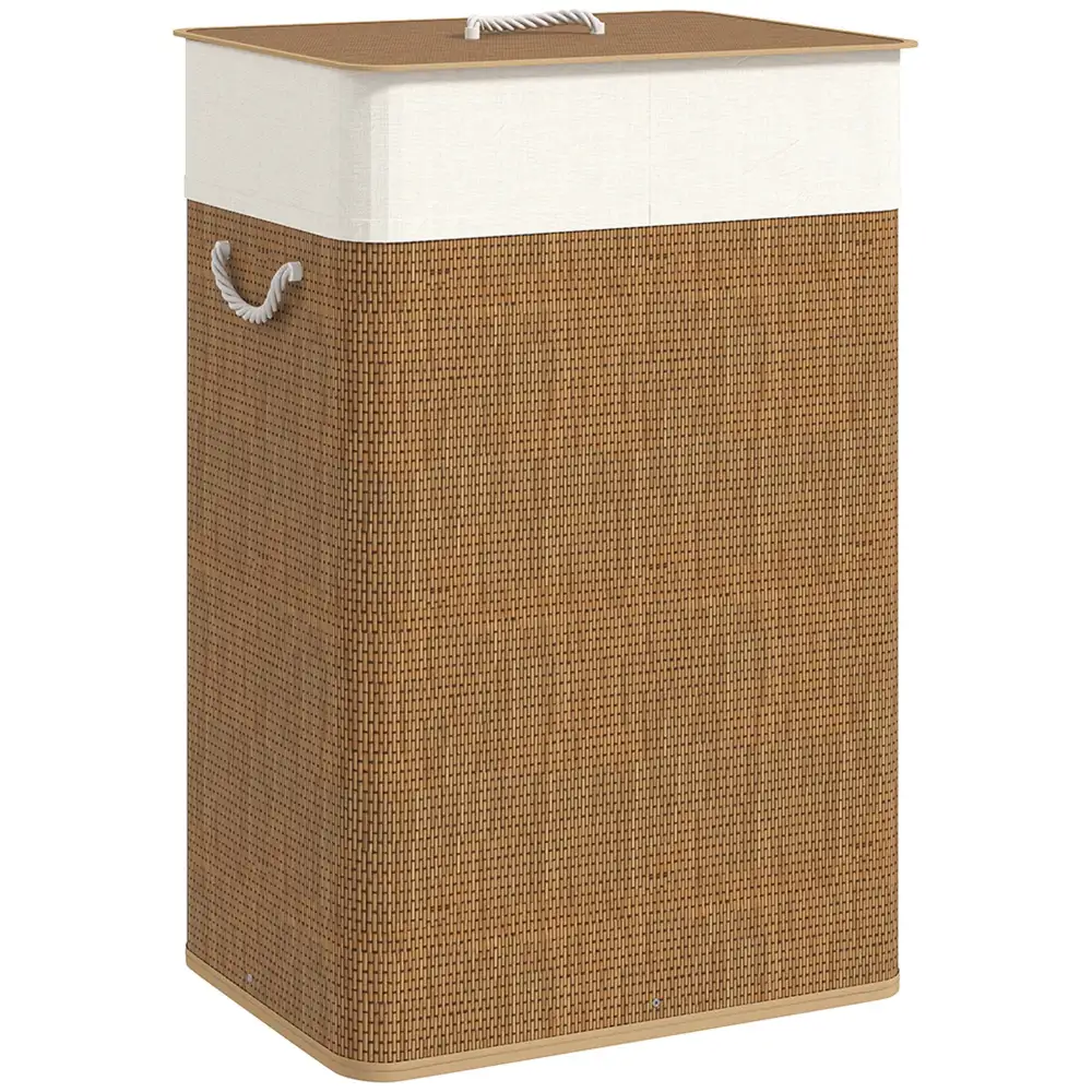 Everyday Removable Liner Lidded Bamboo Laundry Storage Basket