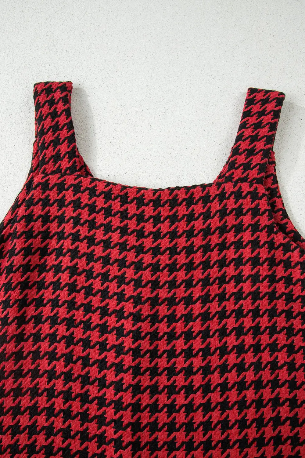 Finish Houndstooth Printed V Neck Mini Dress