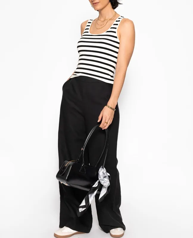 Black Linen Straight Pants