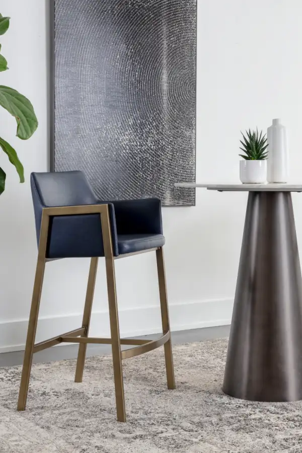 Contemporary Leather Leather-Look Bar Stool