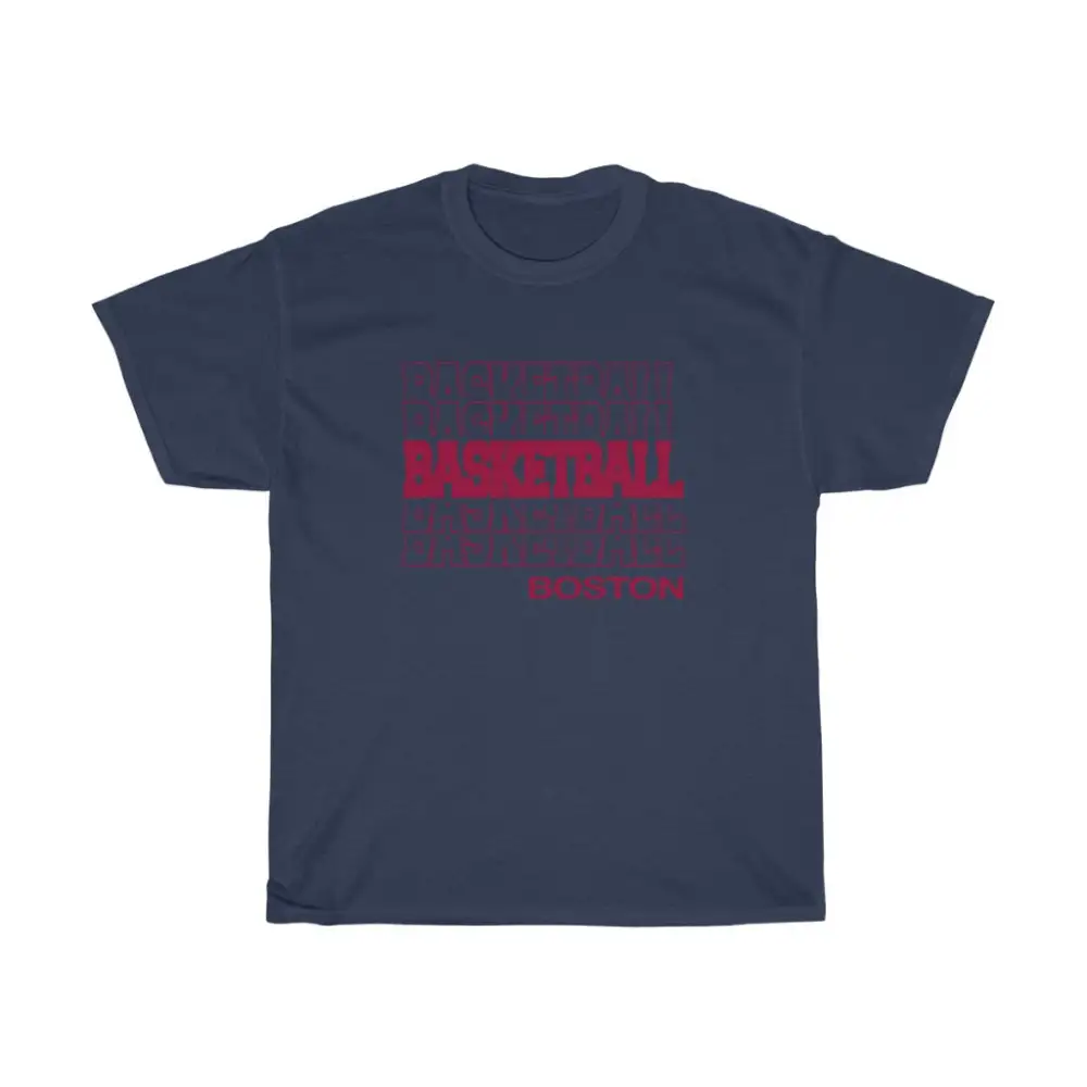 Basketball Boston in Modern Stacked Lettering (Red)