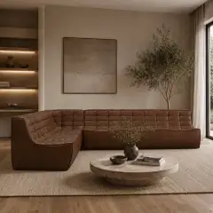 Soft-Form Modular Leather Sofa