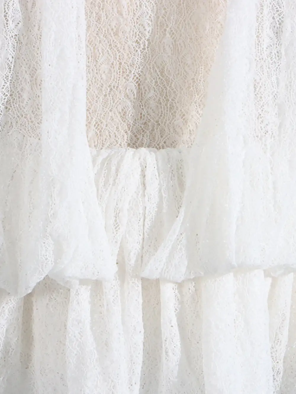 Structured Shape Lace Ruffle Mini Dress