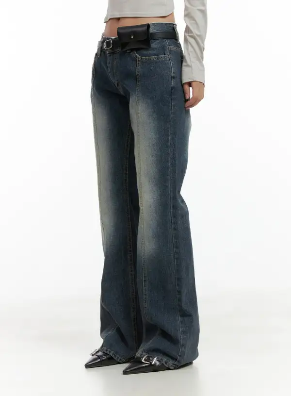 Low Rise Front Seam Bootcut Jeans