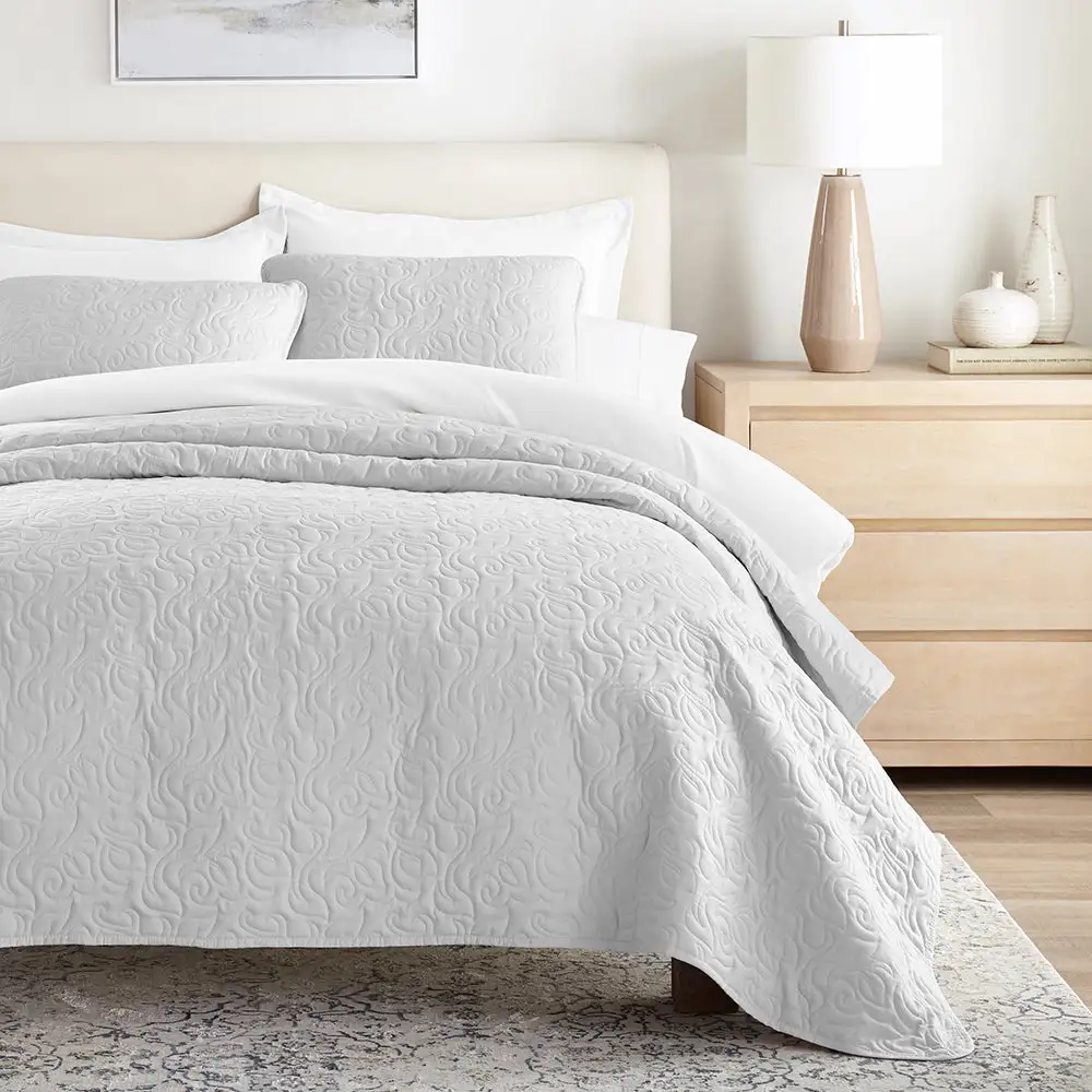 Floral Stitch Quilted Coverlet Set