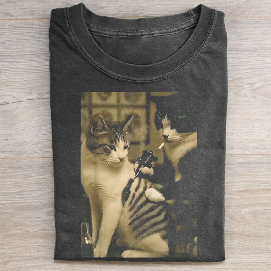 Retro Cat Tattoo Meme Tee