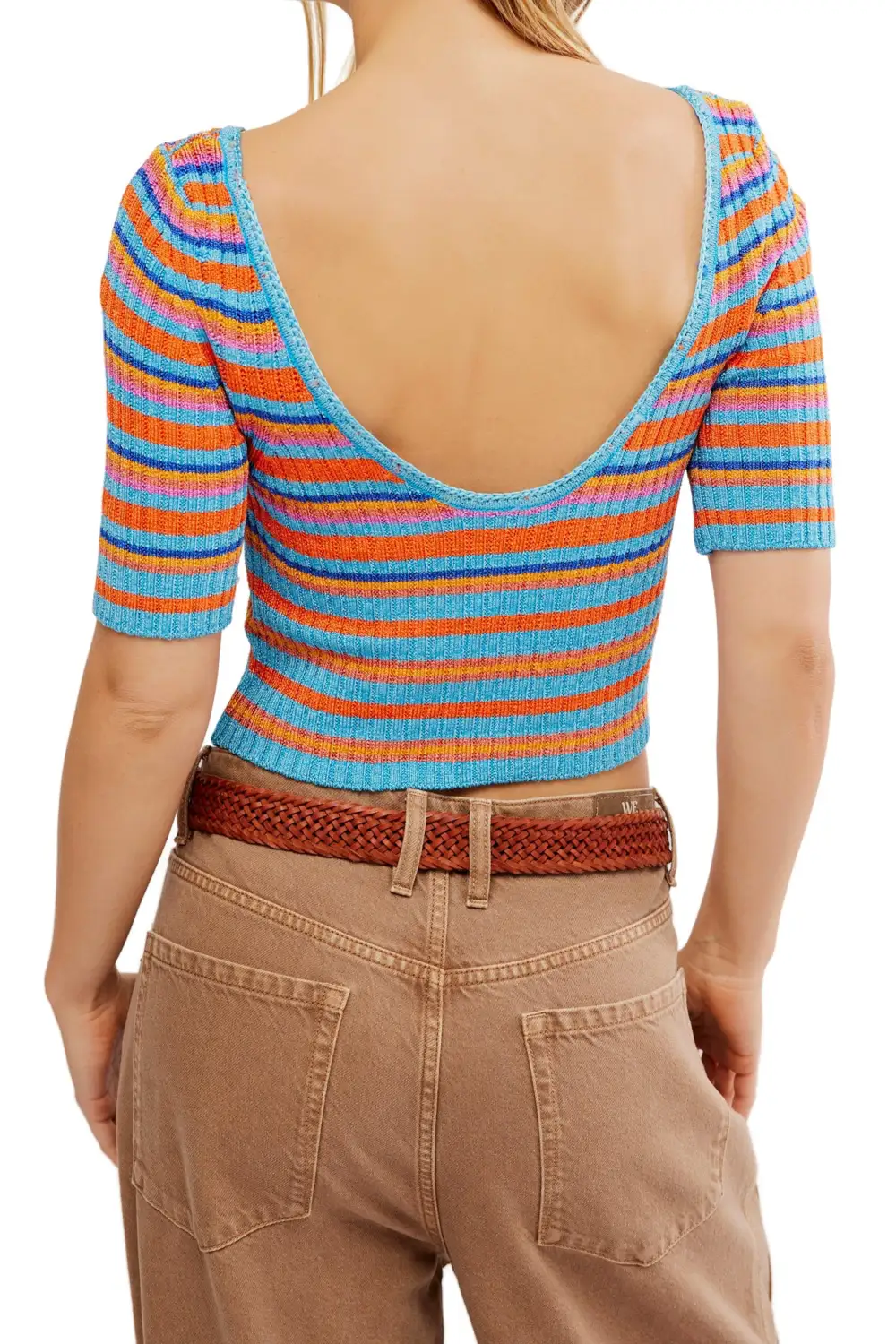 Striped Cropped Fitted Pullover Sweater