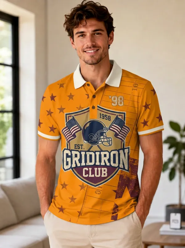 Men's Gridiron Flag Polo Shirt