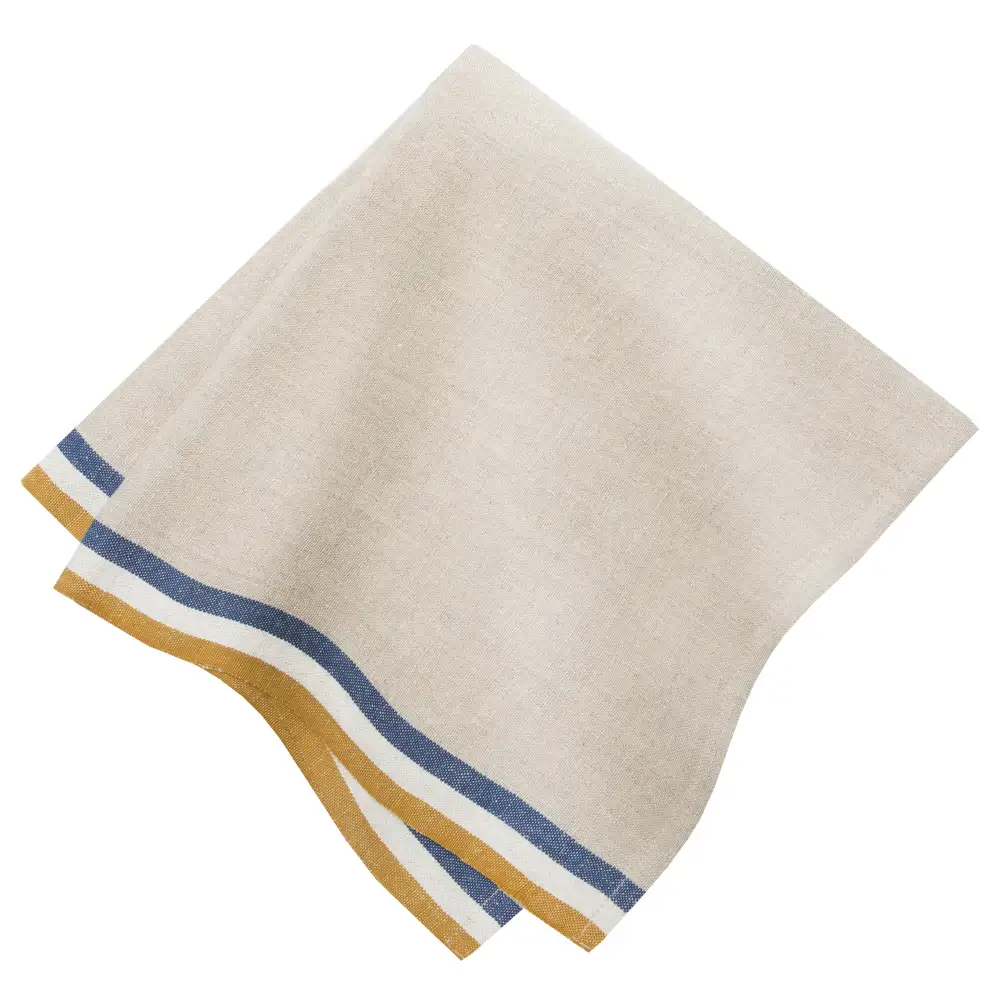 Relaxed Tricolor Stripe Linen Napkin Set