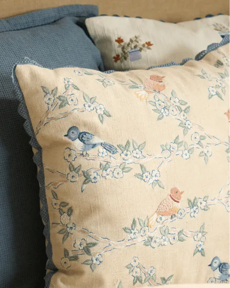 Artisan Accent Embroidered Cotton Decorative Cushion Cover