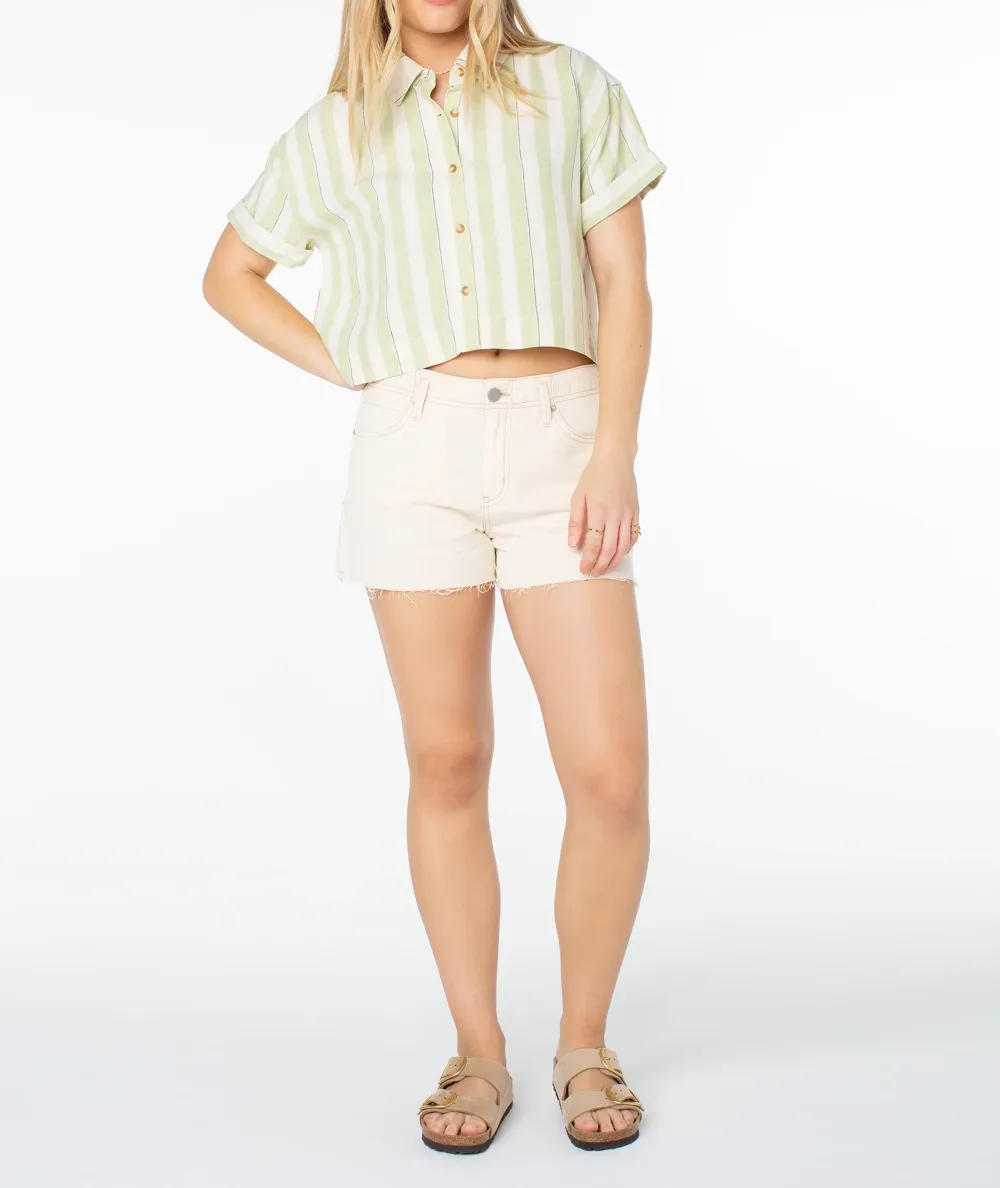 Washed Denim Fringed Shorts