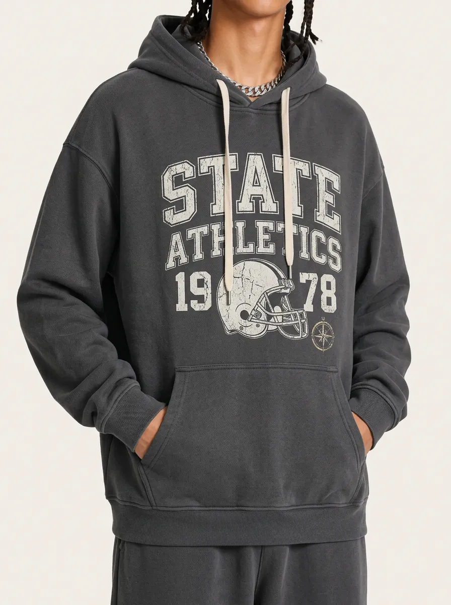 Men's Football Sports State Athletics 1978 Printed Hoodie