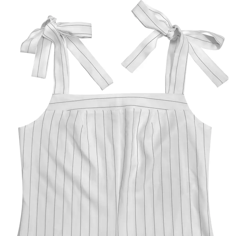 Striped Tie Shoulder Wide Leg Jumpsuit