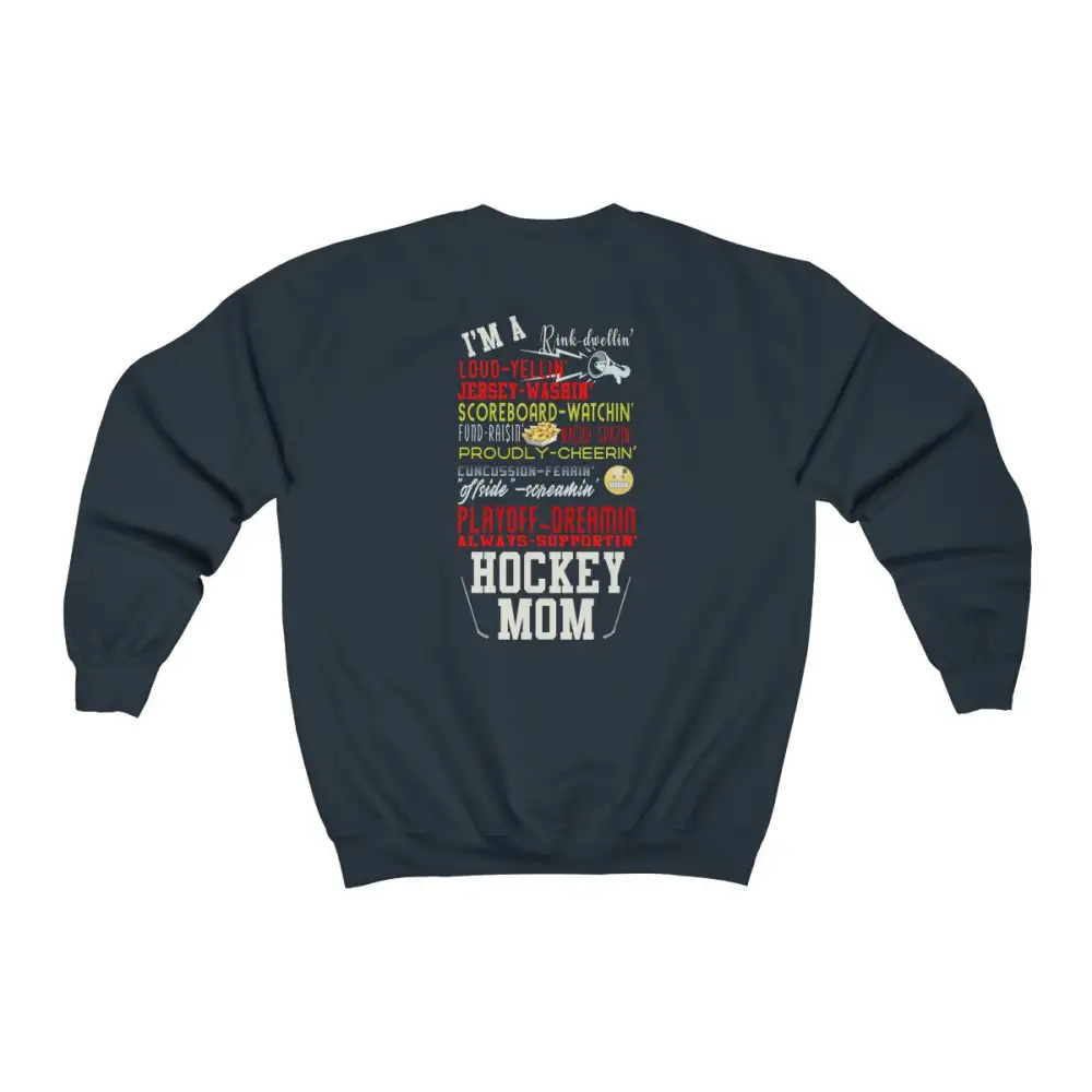 Mom Support Back Print Hockey Graphic Crewneck Sweatshirt