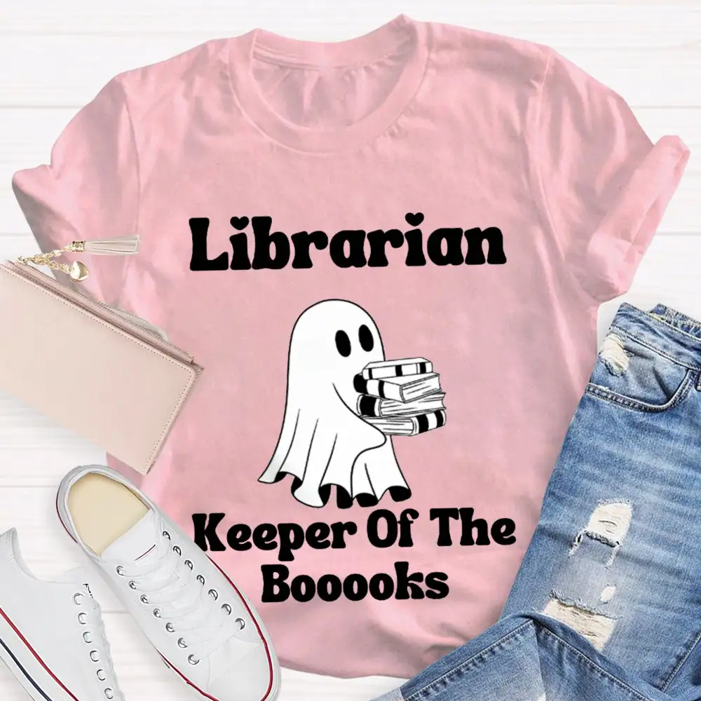 Librarian Keeper Of The Booooks Funny Halloween Spooky Librarian T-Shirt